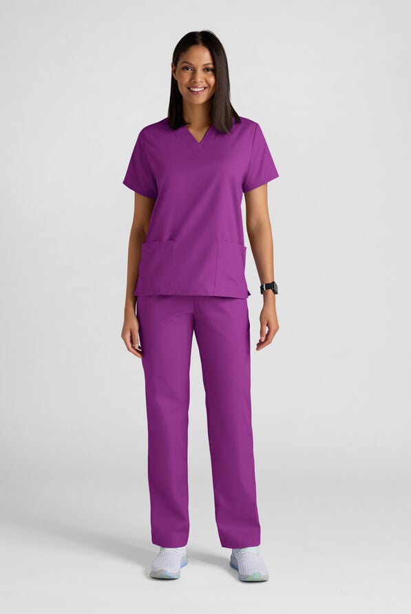 Strictly Scrubs Women's 4-Pocket Scrub Set - Berry Burst - 2
