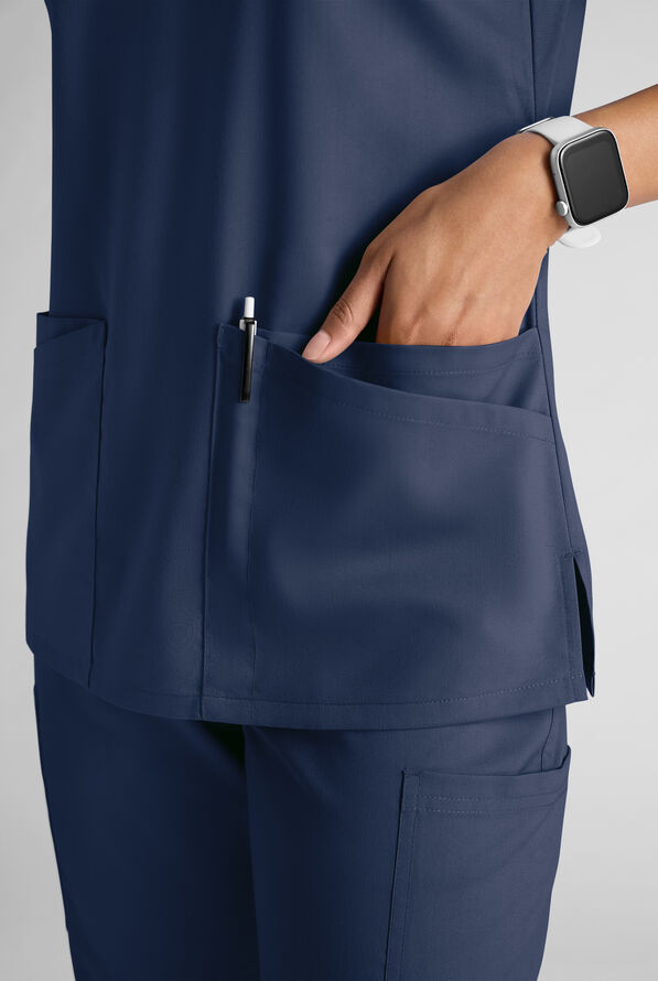 Butter-Soft STRETCH FLXTEK+ Women's 6-Pocket V-Neck Scrub Top - Navy - 5