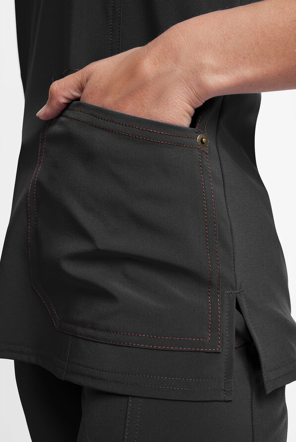 Dickies Riveting Women's 2Pocket STRETCH Contrast Stitching VNeck