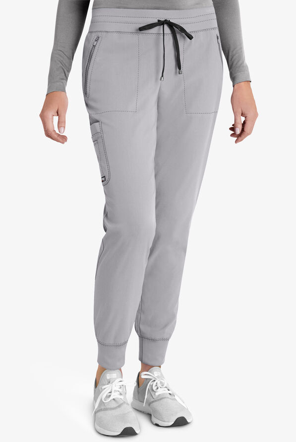 Grey's Anatomy by Barco Spandex STRETCH Eden Women's 5-Pocket Cargo Jogger Scrub Pants - Petite - Moonstruck - 1