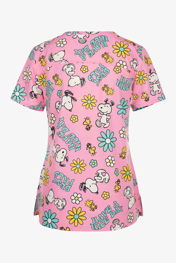 Peanuts Snoopy by Funscrubs Women's 2-Pocket STRETCH V-Neck Print Scrub Top - null - 2
