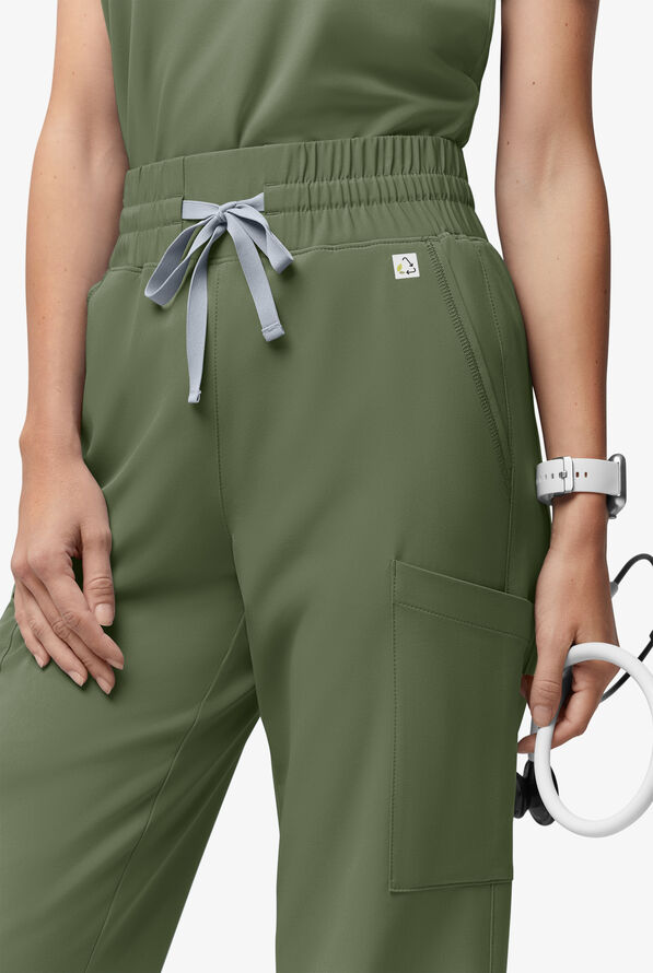ReSurge Crystal Women's 7-Pocket High Waisted Wide Leg Pant - Petite - Light Olive - 2