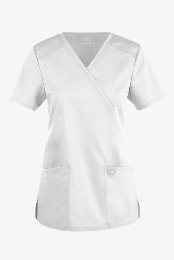 Cherokee Workwear Revolution Women's 2-Pocket STRETCH Mock Wrap Scrub Top