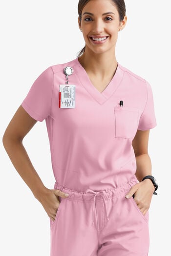 Easy STRETCH Taylor Women's 3-Pocket High Low Hem V-Neck Scrub Top