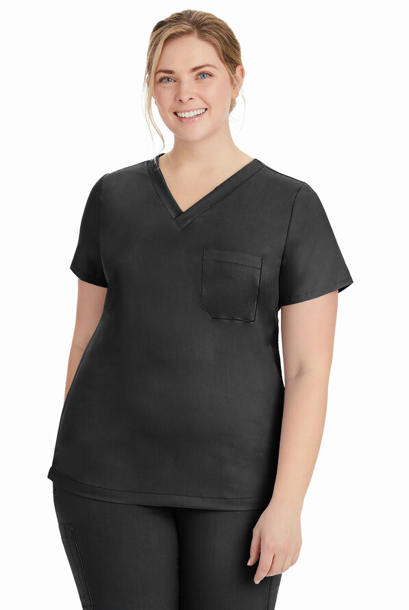 Healing Hands Purple Label Jada Women's 1-Pocket STRETCH Tuck In Scrub Top - Black - 2
