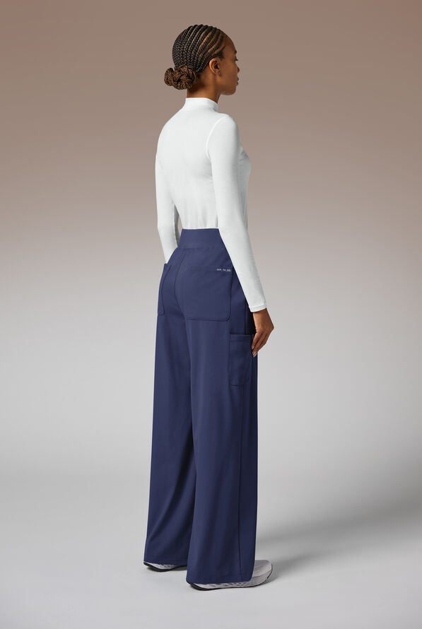 Pantal&oacute;n m&eacute;dico Hypothesis Y-Band estilo yoga con piernas anchas y 6 bolsillos para mujer - Navy - 4