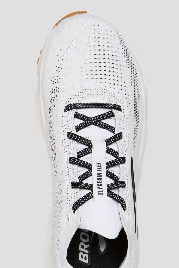 Brooks Men's Glycerin Flex White/Black/Gum Athletic Lace Up Shoes - null - 2