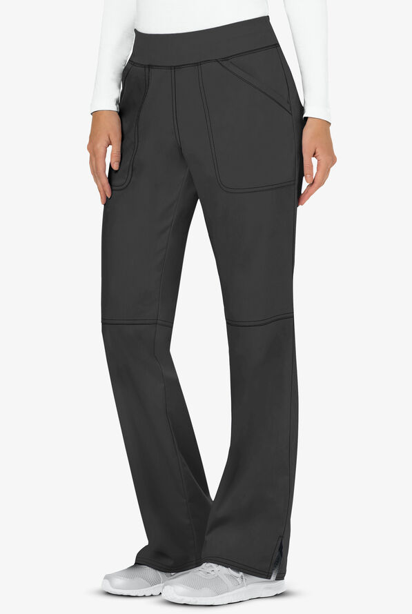 Cherokee Workwear Revolution Women's 4-Pocket STRETCH Pull-On Cargo Scrub Pants - Tall - Black - 1