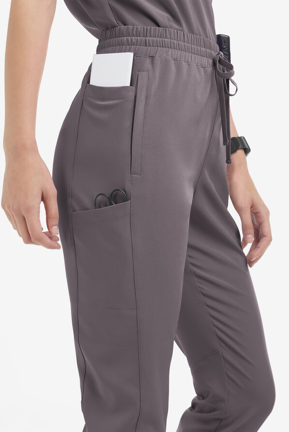 Pantal&oacute;n m&eacute;dico Easy STRETCH Kourtney estilo jogger con piernas delgadas modernas y 5 bolsillos para mujer - Grey Stone - 3