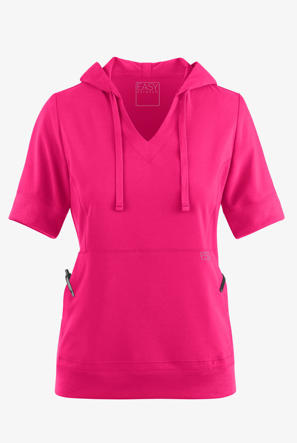 Sudadera médica manga corta Easy STRETCH True con capucha y 3 bolsillos para mujer - Reactive Pink - 2