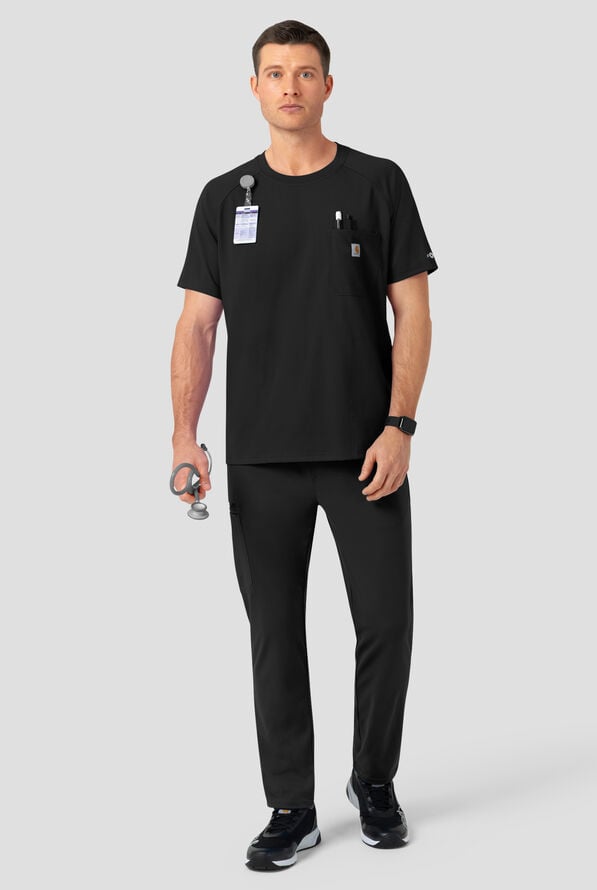 Carhartt Force&reg; Cross-Flex Knits Men's 6-Pocket STRETCH Tapered Leg Cargo Scrub Pants - Black - 4