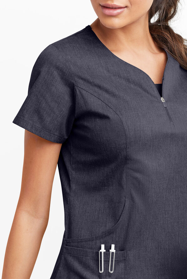 UA ButterSoft STRETCH Curved Neck Zipper Scrub Top Fashion Scrubs