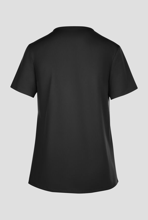 Cherokee Workwear Originals Ultra Women's 2-Pocket Snap Front V- Neck Scrub Top - Black - 2