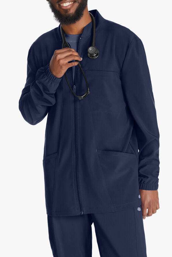 Dickies EDS Essentials Men's 3-Pocket STRETCH Zip Front Scrub Jacket - Navy - 2