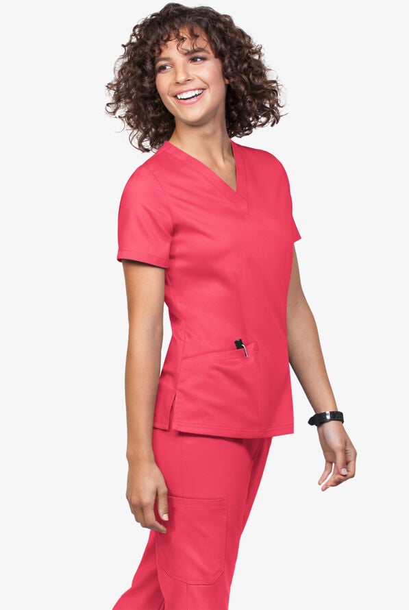 Tafford Active STRETCH Women's 5-Pocket Jogger Scrub Set - Bright Watermelon - 3