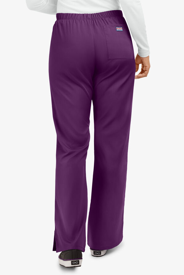 Cherokee Workwear Women's 3-Pocket Flare Leg Drawstring Scrub Pants - Tall - New Eggplant - 4