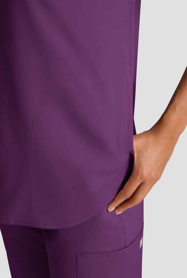 Butter-Soft STRETCH FLXTEK+ Women's 2-Pocket Oversized Henley Scrub Top - Eggplant - 5
