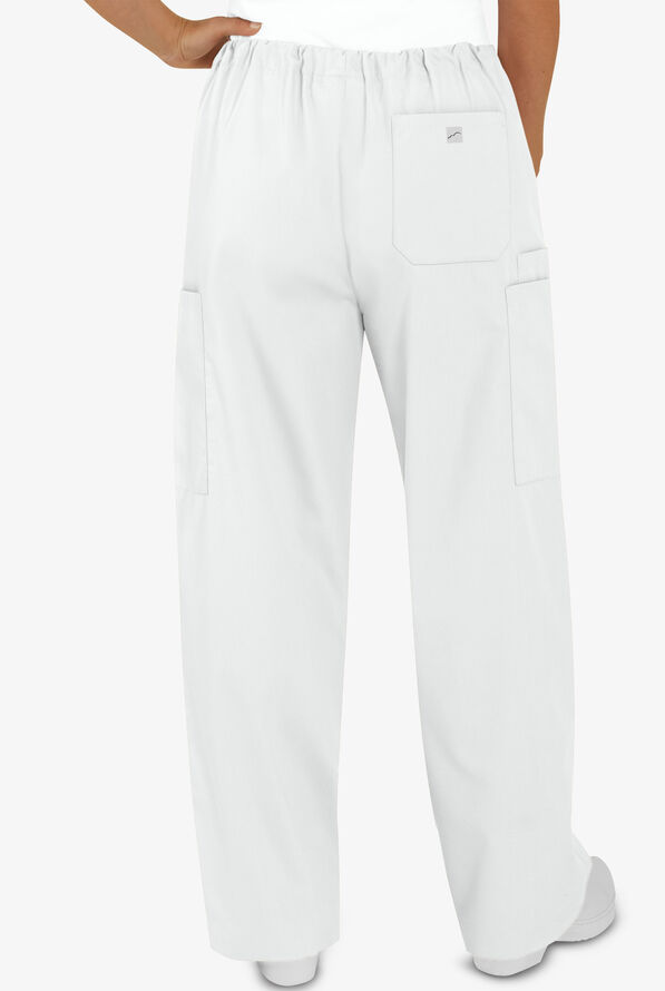 Butter-Soft Core Unisex 4-Pocket Drawstring Scrub Pants - Tall - White - 2