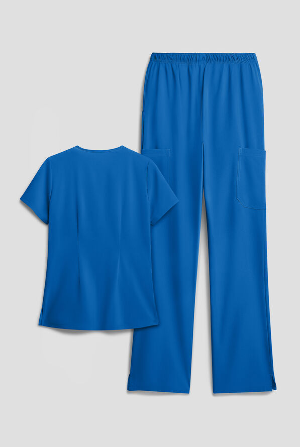 Easy STRETCH Women's 8-Pocket Scrub Set - Royal - 2
