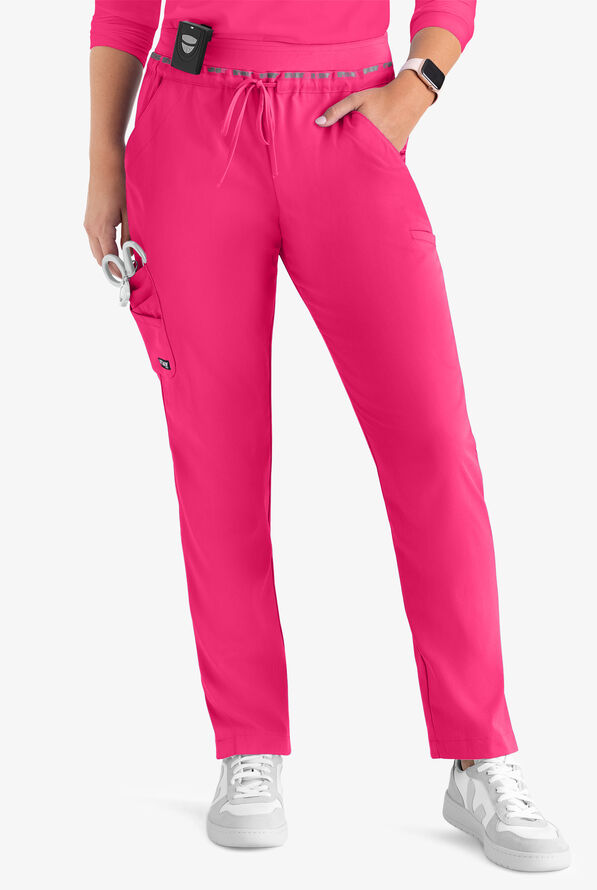 Grey's Anatomy by Barco Spandex STRETCH Serena Women's 7-Pocket Cargo Scrub Pants - Vibrance Pink - 1