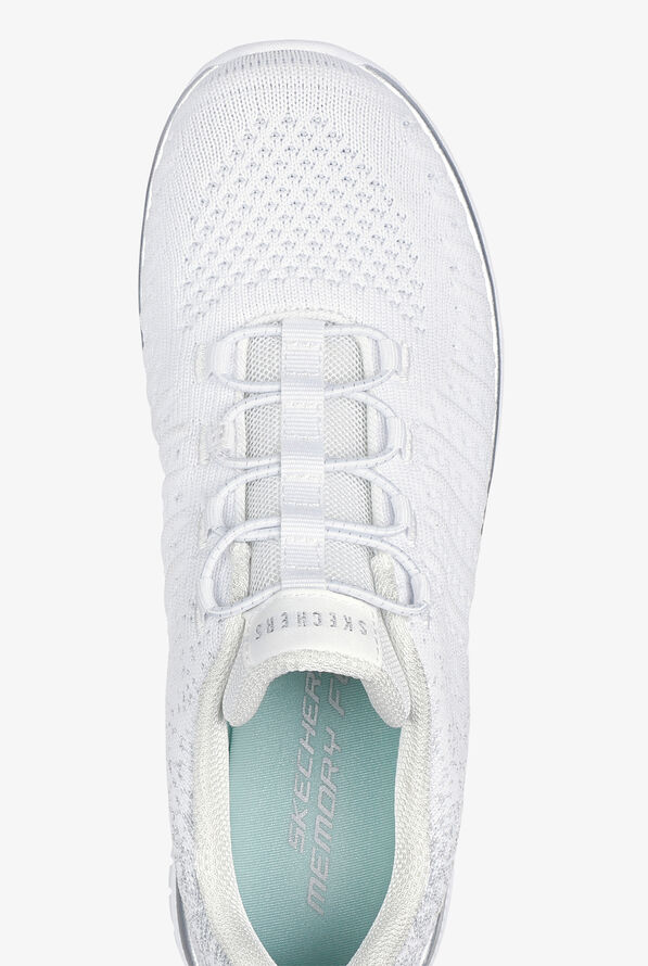 Skechers Sport Virtue Lucent Metallic White Knit Bungee Athletic Slip-On Nursing Shoes - null - 2