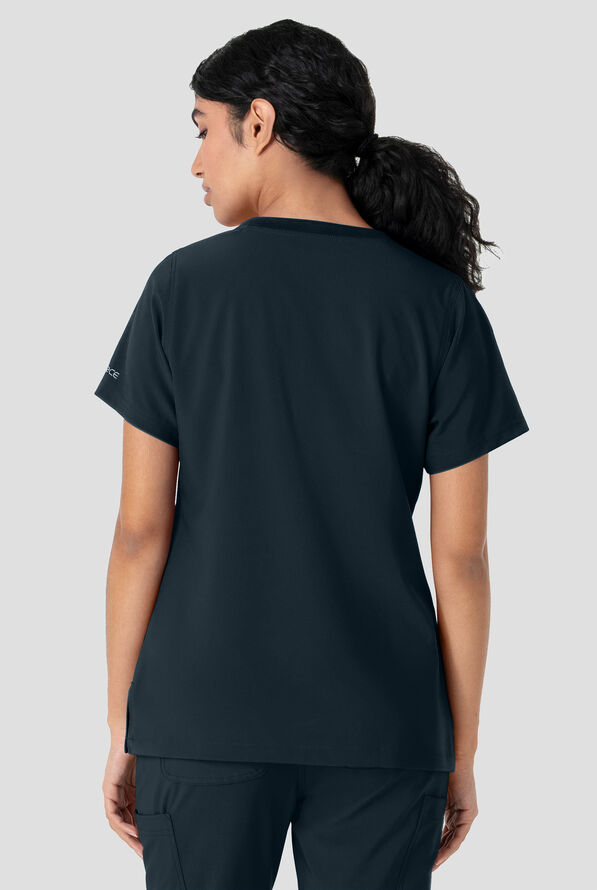 Carhartt Cross-Flex Force Women's 1-Pocket STRETCH Knit Trim Crew Neck Scrub Top - Navy - 4