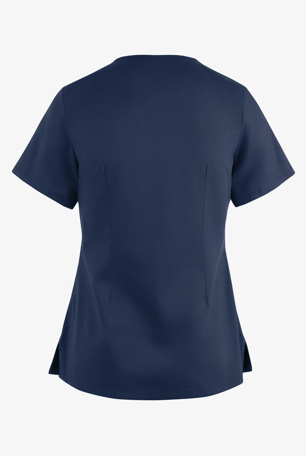 Blusa m&eacute;dica UA Butter-Soft STRETCH con lazos entrecruzados y 4 bolsillos para mujer - Navy - 4