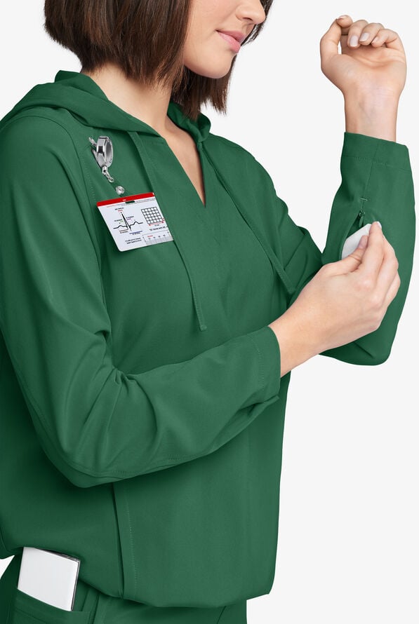 Easy STRETCH Billie Women’s 4-Pocket Pullover Scrub Hoodie - Hunter - 4