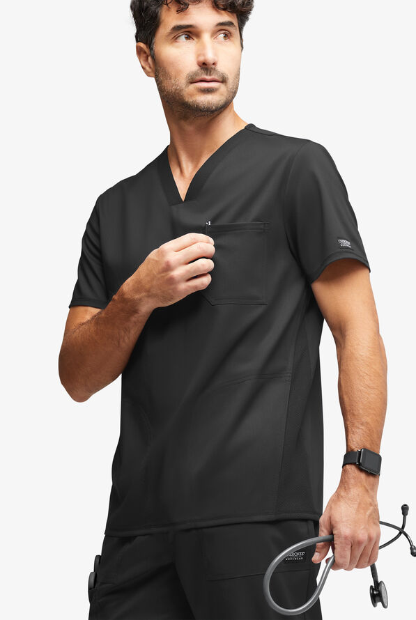 Camisa m&eacute;dica Cherokee Workwear Revolution STRETCH con ribete de malla y 3 bolsillos para hombre exclusiva de UA - Black - 1