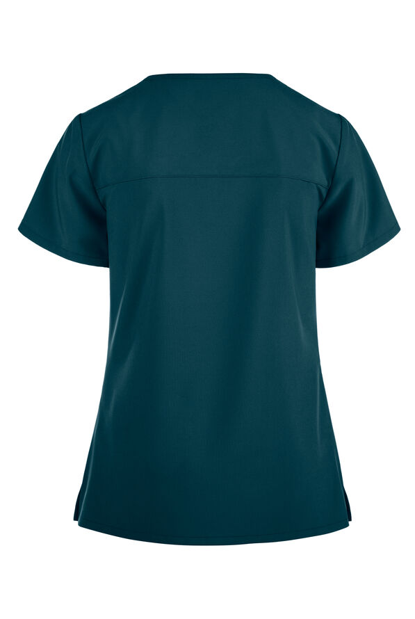 Dickies EDS Essentials Women's 2-Pocket STRETCH Mock Wrap Scrub Top - Caribbean Blue - 2