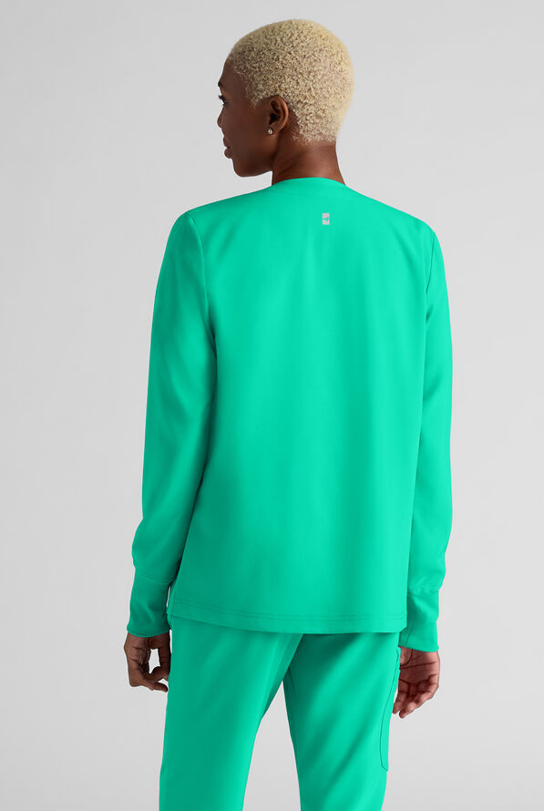 Easy STRETCH Rachel Women's 3-Pocket Snap Front Scrub Jacket - Dynasty Green - 2
