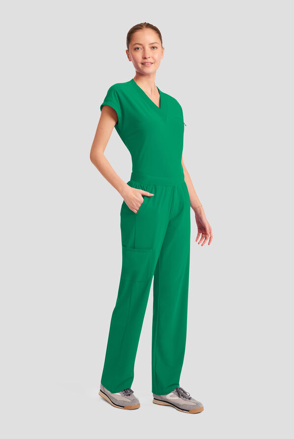 Infinity Pursuit Women's 4-Pocket STRETCH Straight Leg Scrub Pant - Retro Green - 5