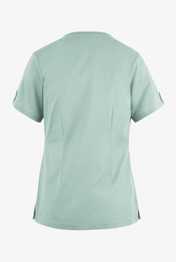Butter-Soft STRETCH Women's 6-Pocket V-Neck Scrub Top - Eucalyptus Leaf - 4