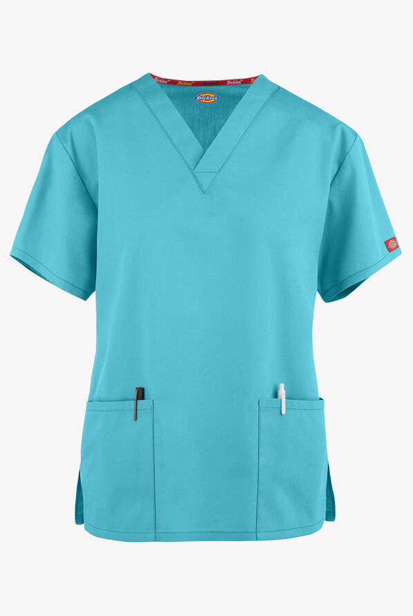Dickies EDS Signature Women's 3-Pocket Classic Fit V-Neck Scrub Top - Turquoise - 1