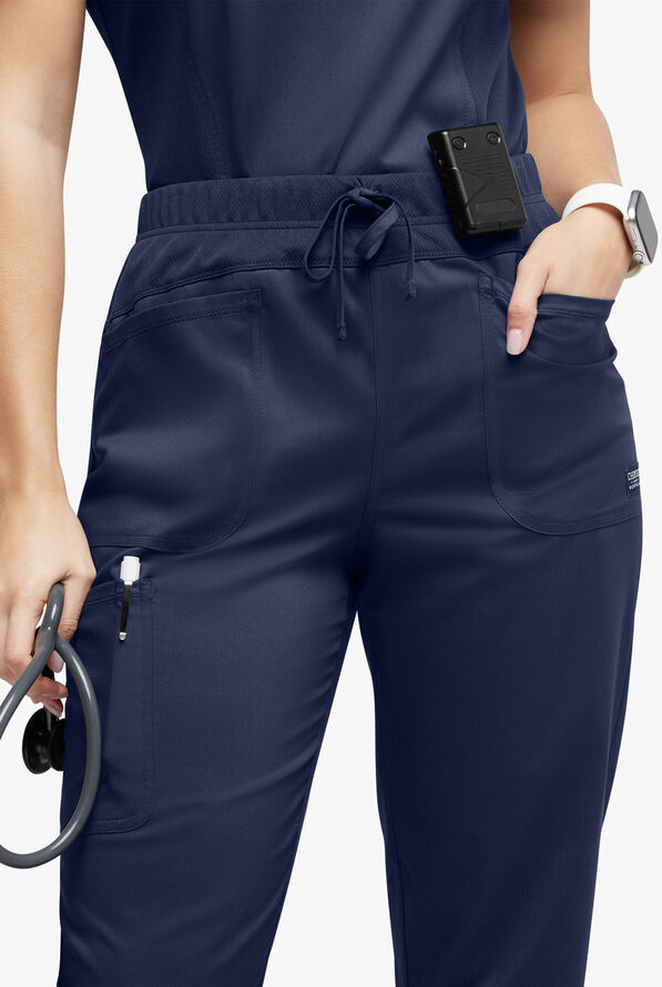 UA Exclusive Cherokee Workwear Revolution Women's 4-Pocket STRETCH Cargo Jogger Scrub Pants - Navy - 2