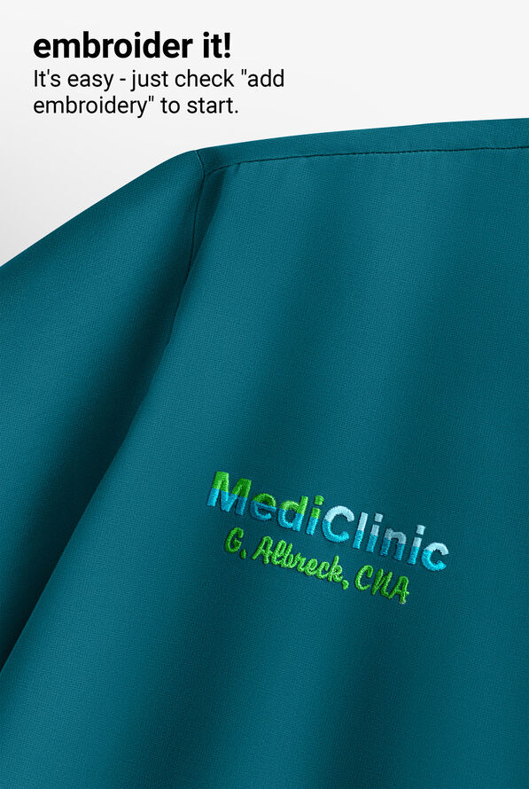 Blusa médica ReSurge con cuello redondeado y mangas dolmán para mujer - Caribbean Blue - 7