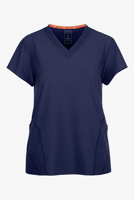 Infinity GNR8 Kinetic Knit Women's 2-Pocket STRETCH Mesh Overlay V-Neck Scrub Top