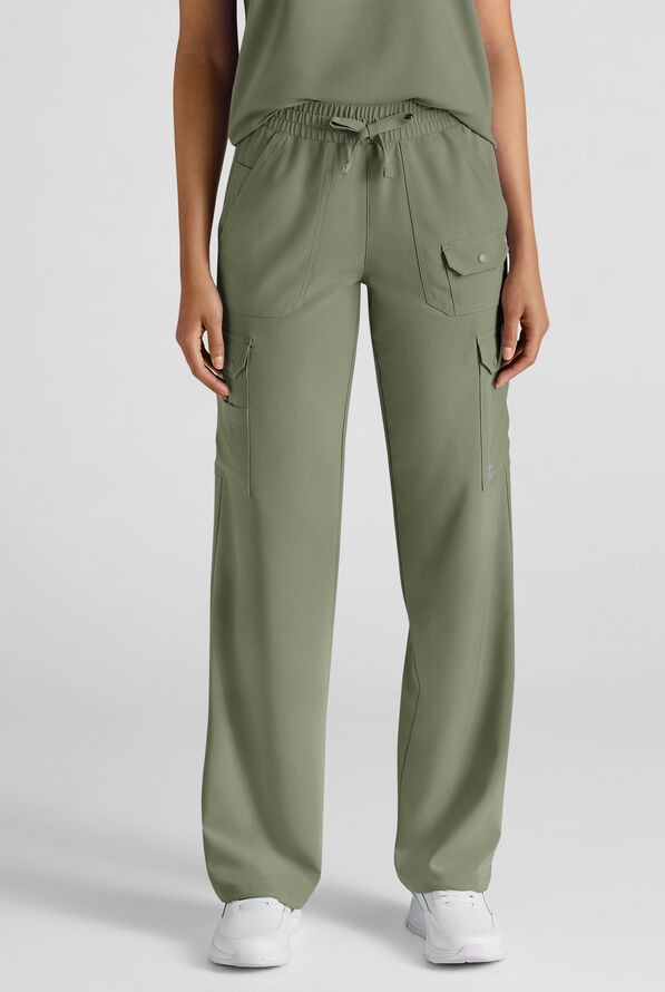 Easy STRETCH Ayo Women's 10-Pocket Cargo Scrub Pants - Olive Leaf - 1