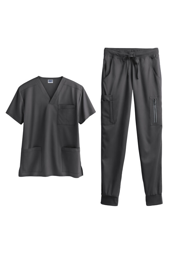 Strictly Scrubs Active STRETCH 14 -Pocket Unisex Scrub Set - Pewter - 1