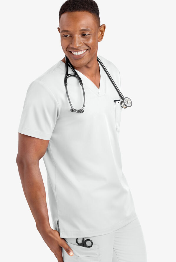 Advantage STRETCH Men's 4-Pocket V-Neck Scrub Top - White - 5