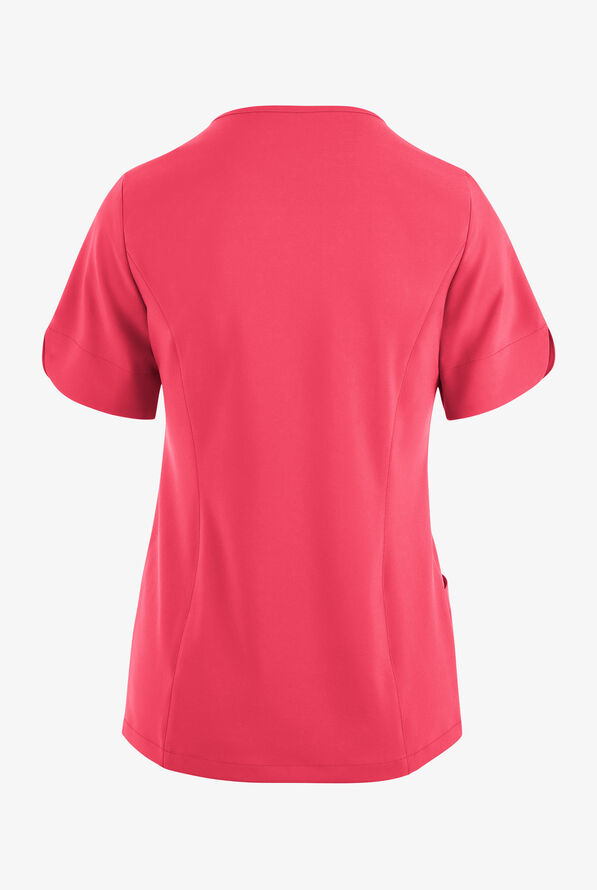 Blusa m&eacute;dica Easy STRETCH Aisha con escote coraz&oacute;n y 2 bolsillos para mujer - Bright Watermelon - 4