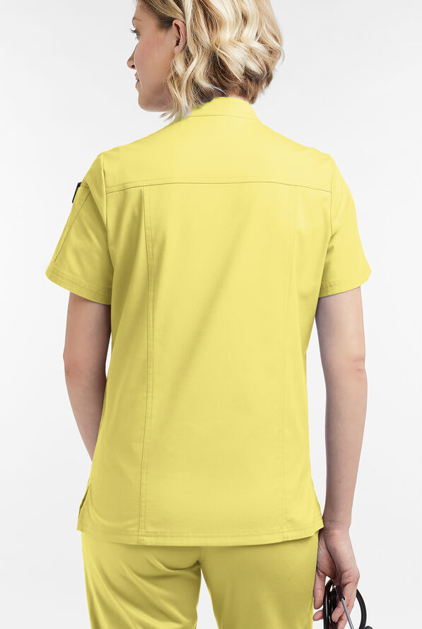 Blusa m&eacute;dica UA Butter-Soft STRETCH con cremallera y 6 bolsillos para mujer - Lemon Sherbet - 4