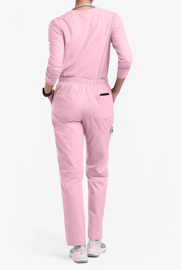 Butter-Soft Originals Women's 7-Pocket Mid Rise Straight Leg Cargo Scrub Pants - Petite - Blush - 3