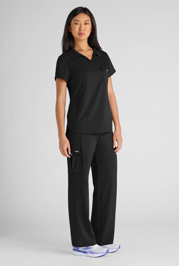 Grey's Anatomy by Barco Emerge Teagan Women's 6-Pocket STRETCH High-Rise Wide Leg Scrub Pants - Black - 2