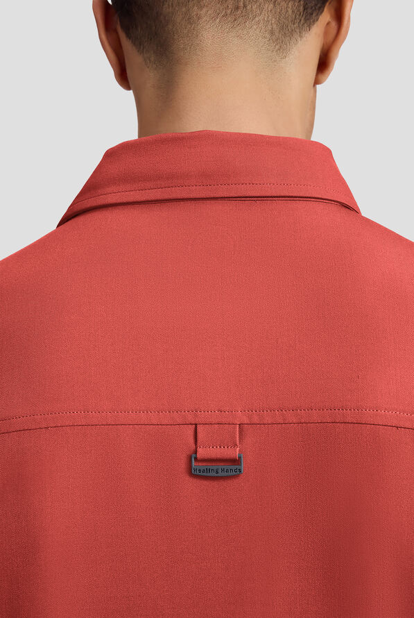 Healing Hands Quest Aidan Men's 3-Pocket STRETCH Shirt Collar Scrub Top - Warm Sunrise - 4