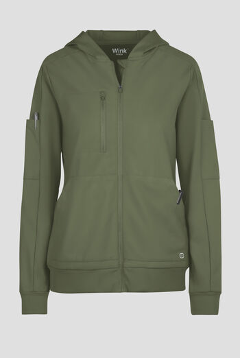 Wink Renew Knit Women's 4-Pocket STRETCH Front Zip Scrub Hoodie Jacket