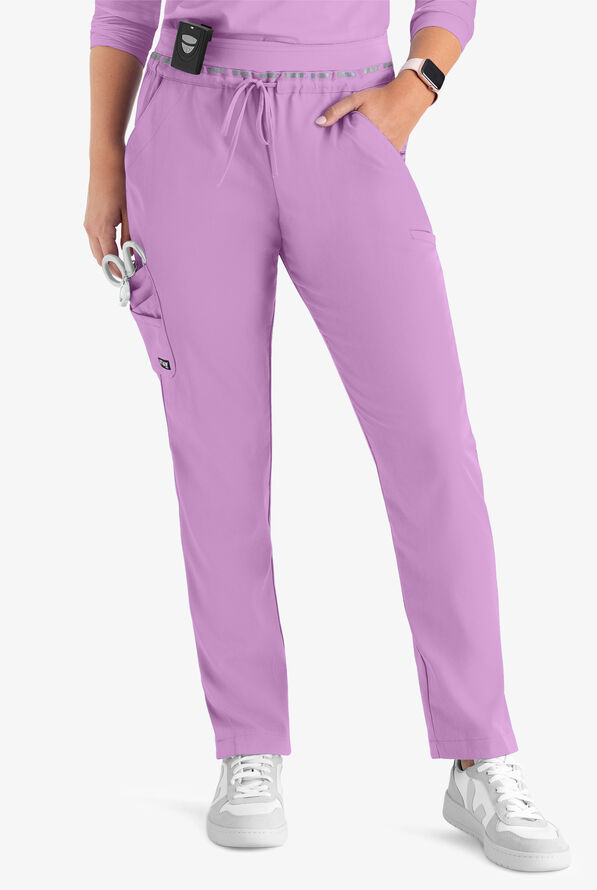 Grey's Anatomy by Barco Spandex STRETCH Serena Women's 7-Pocket Cargo Scrub Pants - Purple Freesia - 1