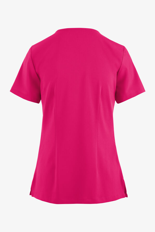 Blusa m&eacute;dica Easy STRETCH Gisele con cordones en el cuello en V y 4 bolsillos para mujer - Flirt - 4
