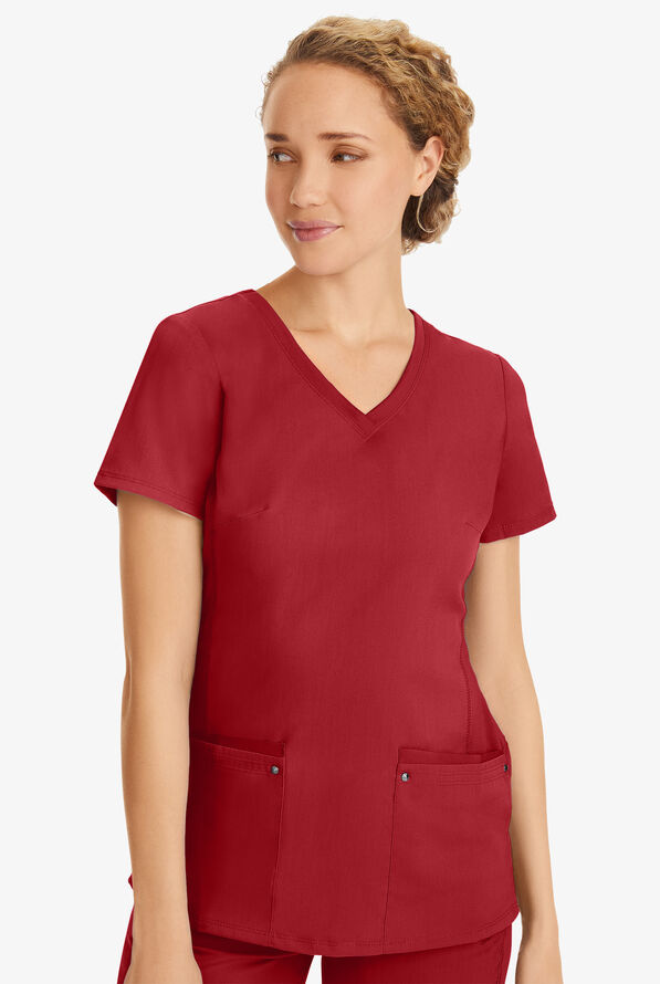 Healing Hands Purple Label Juliet Women's 2-Pocket STRETCH Princess Seam Scrub Top - Red - 2
