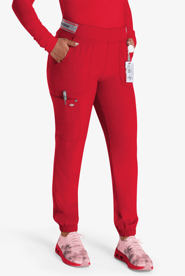 Dickies EDS NXT Women's 5-Pocket Cargo Jogger Scrub Pants - Petite - Red - 1